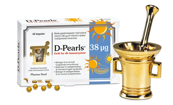 D-Pearls Stærk D-Vitamin 38 mcg 40 kapsler