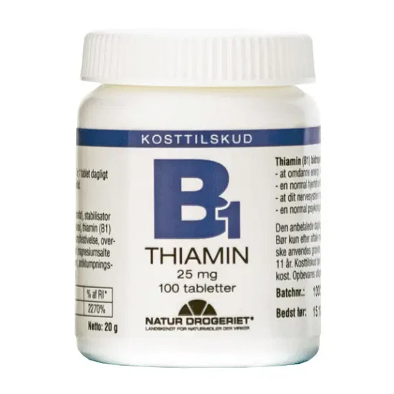 B1 Thiamin 25 mg 100 tabletter