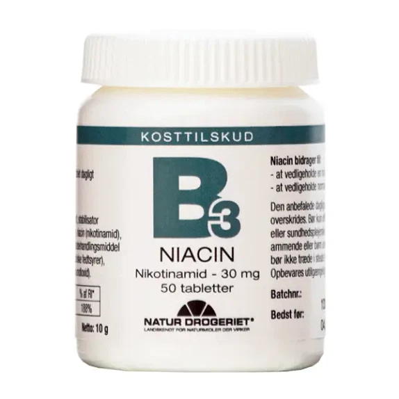 B3 Niacin Nikotinamid 30 mg 50 tabletter