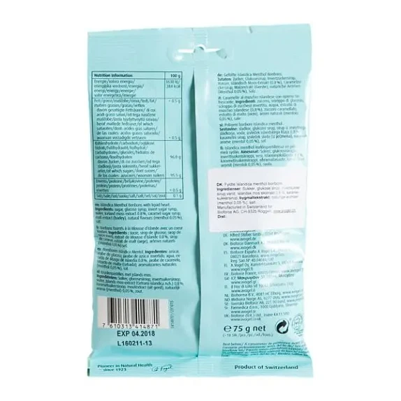 Bonbons Islandica Menthol A. Vogel 75 g