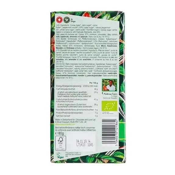 Chokolade Mint 67 % Fairtrade 80 g økologisk