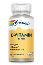 D-vitamin 30 mcg Solaray 100 kapsler