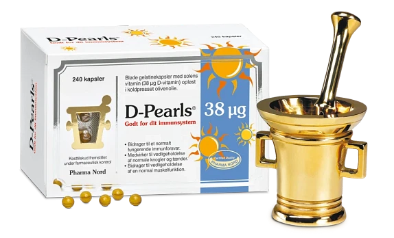 D-Pearls Stærk D-Vitamin 38 mcg 240 kapsler