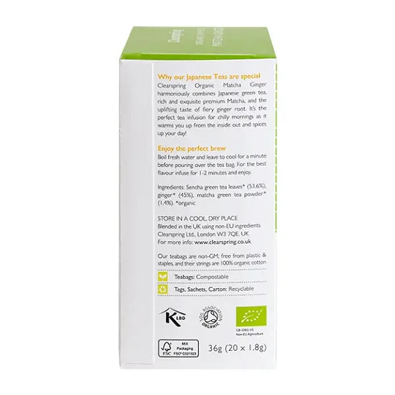 Matcha Ginger Clearspring 20 breve økologisk