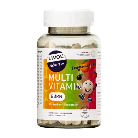 Multivitamin Børn Frugt Livol 150 tyggetabletter