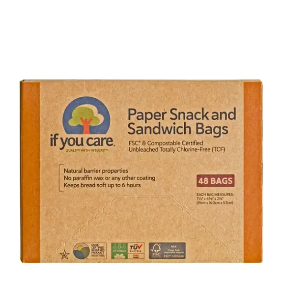 Paper Snack and Sandwich Bags Unbleached If You Care