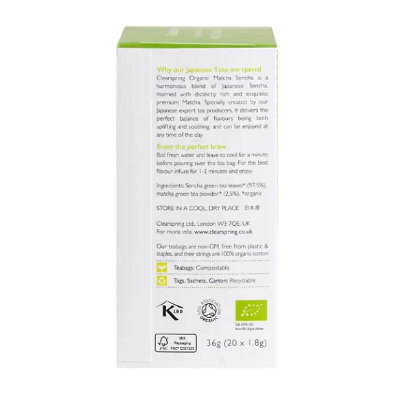 Sencha Matcha Clearspring 20 breve økologisk