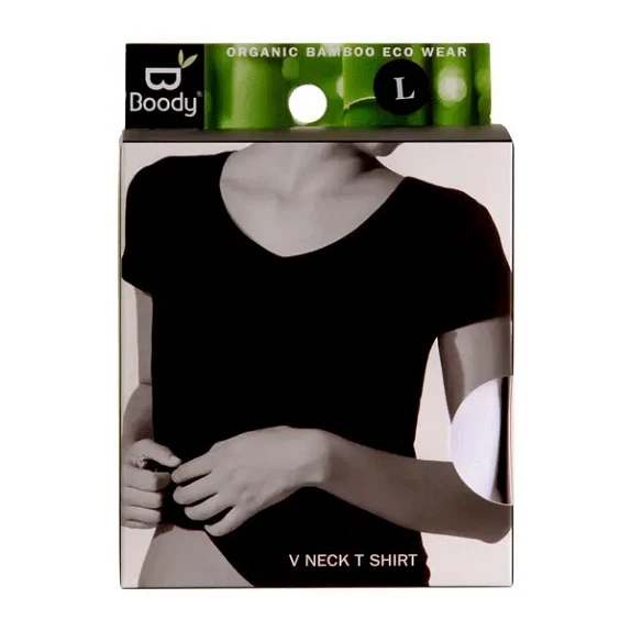 T-shirt Hvid V-hals Woman str. L Boody