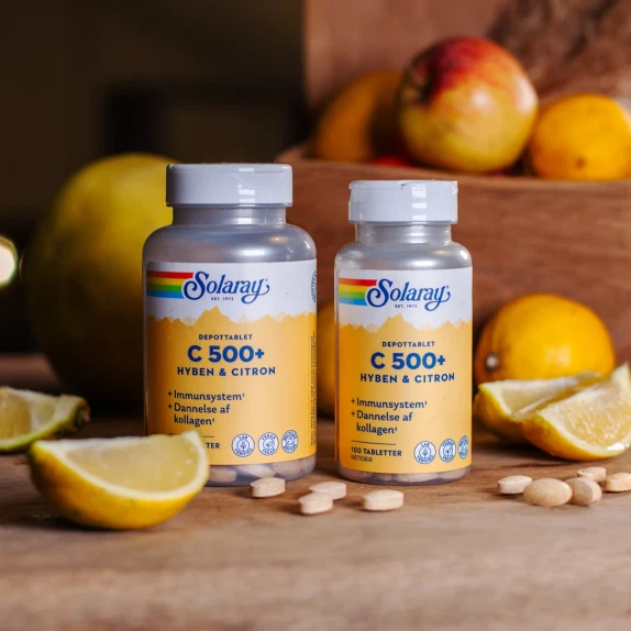 C 500+ Hyben og Citron Solaray 100 tabletter