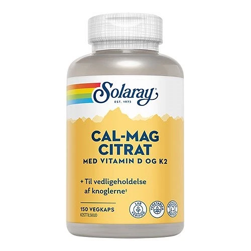 Cal-Mag Citrat med Vitamin D og K2 Solaray 150 VegKaps