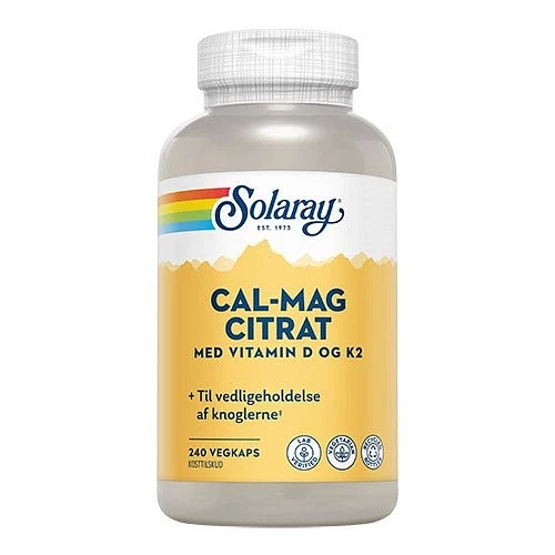 Cal-Mag Citrat med Vitamin D og K2 Solaray 240 kapsler