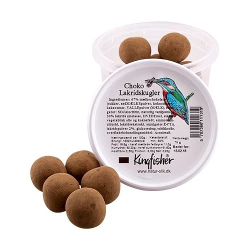 Choko Lakridskugler Kingfisher 70 g