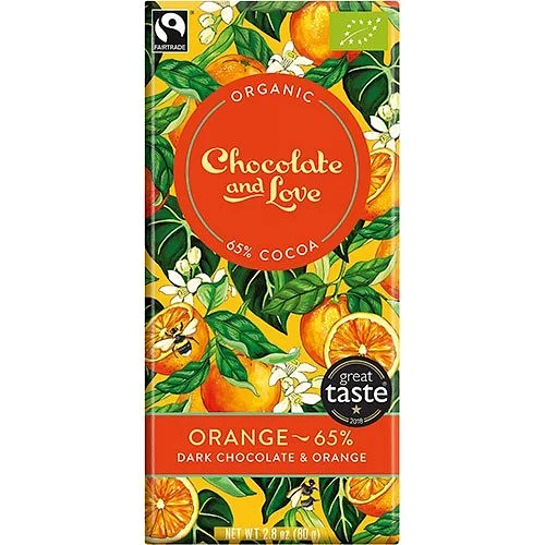 Chokolade Orange 65 % Fairtrade 80 g økologisk