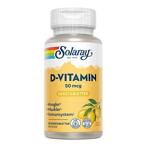 D-Vitamin 50 mcg Solaray 60 sugetabletter