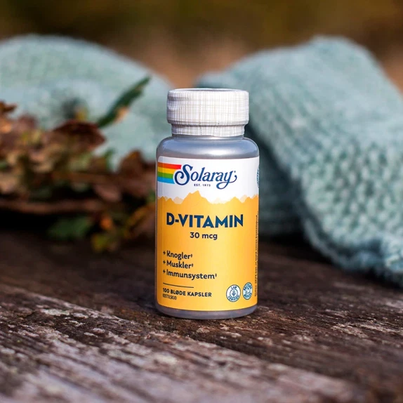 D-vitamin 30 mcg Solaray 100 kapsler