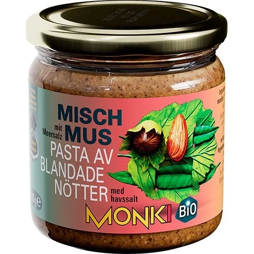 Hasselnød, mandelsmør Ø Monki 330g