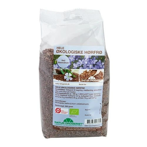 Hørfrø brune, Hele, Øko 500 g.