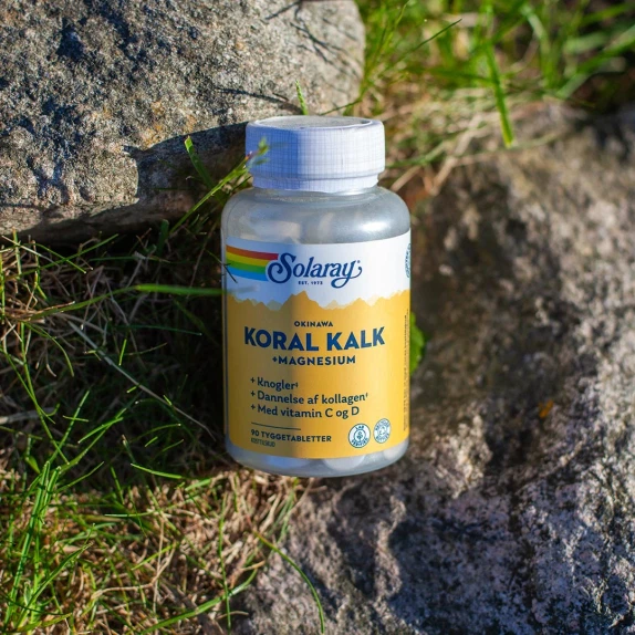 Koral Kalk + Magnesium Solaray 90 tyggetabletter