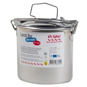 Madkasse i rustfri stål rund