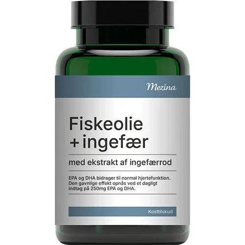 Mezina Fiskeolie med ekstrakt af Ingefærrod 90 kaps. 