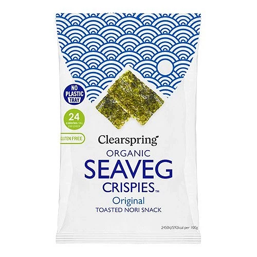 Økologiske Tangchips Sprøde Nori-Tang Snacks med Havsalt 5 x 4 g.