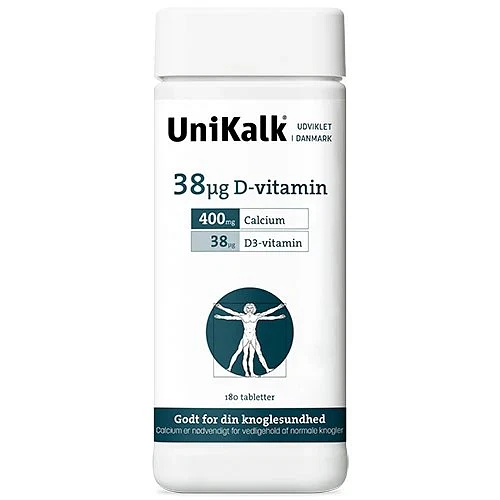 Unikalk 38 mcg D-vitamin 180 tabletter