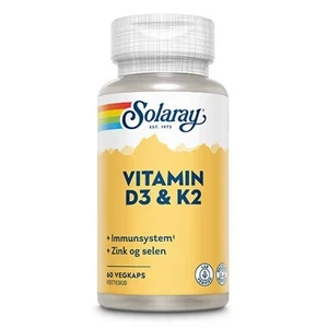 Vitamin D3 & K2 Solaray 60 vegetabilske kapsler