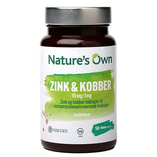 Zink & Kobber Natures Own 50 vegetabilske tabletter